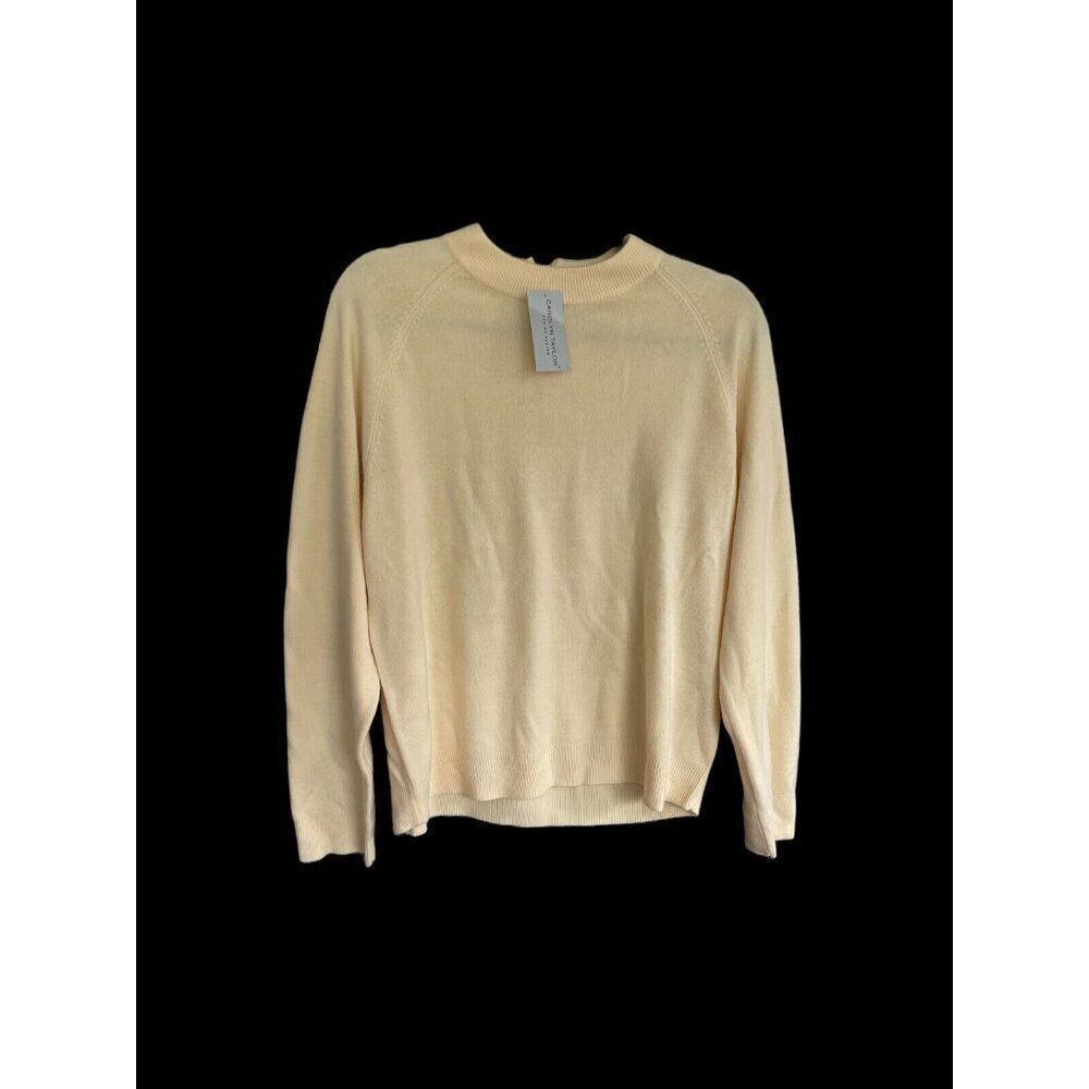 New Carolyn Taylor Sweater Top Women's Size L Yellow Long Sleeve Back Neck Zip - Picture 2 of 5
